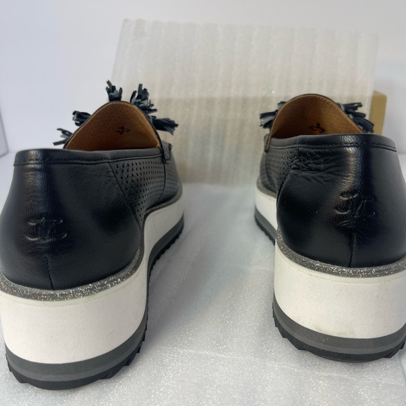 Johnston & Murphy Black Perforated Platform Loafers - Picture 13 of 16